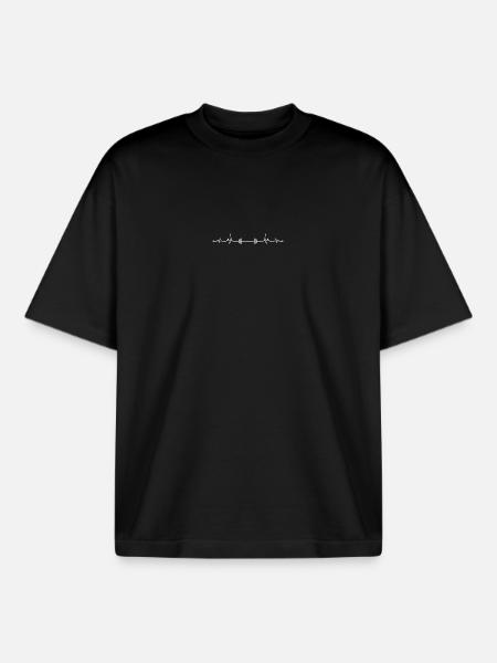Heartbeat barbell - Boxy Heavyweight Unisex Organic T-Shirt by Stanley/Stella - black