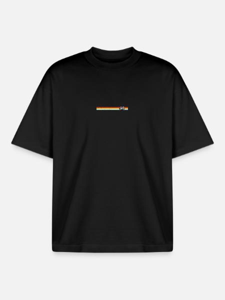 Retro Stripes Bicycle on Gradient Banner - Boxy Heavyweight Unisex Organic T-Shirt by Stanley/Stella - black