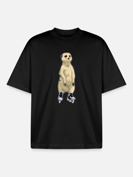 Meerkat Inline skating Inline skates - Boxy Heavyweight Unisex Organic T-Shirt by Stanley/Stella - black