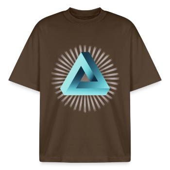 illusion illuminati illusion d'optique Escher ball - T-shirt unisexe boxy épais biologique Stanley/Stella - marron foncé - Devant - AI Model Male 185 light (185cm) & AI Model Female 172 dark (172cm)