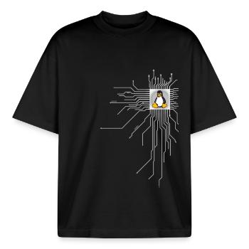 platine pingouin Core Coeur Ordinateur pc Nerd program - T-shirt unisexe boxy épais biologique Stanley/Stella - noir - Devant - AI Model Male 185 light (185cm) & AI Model Female 172 dark (172cm)