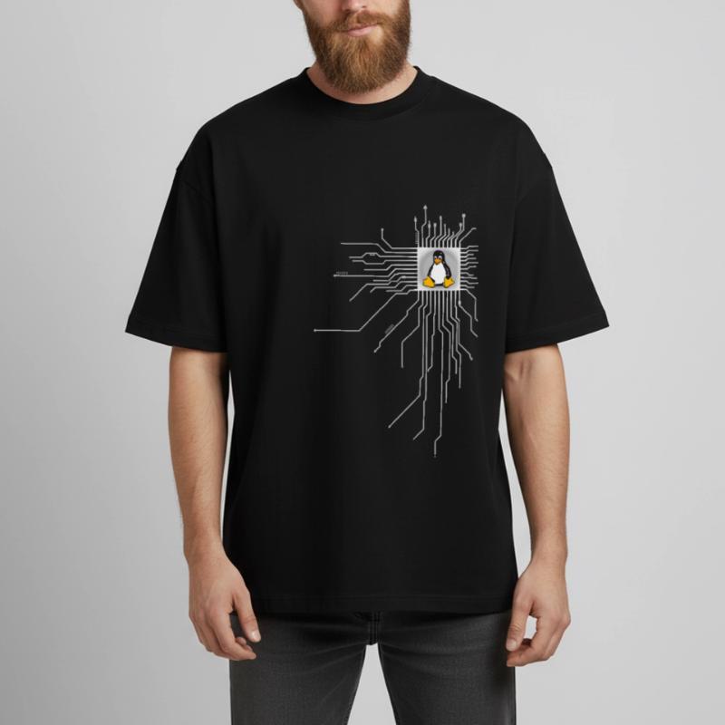 platine Pinguin Core Herz Computer pc Nerd program Boxy Heavyweight Unisex Organic T-Shirt von Stanley/Stella