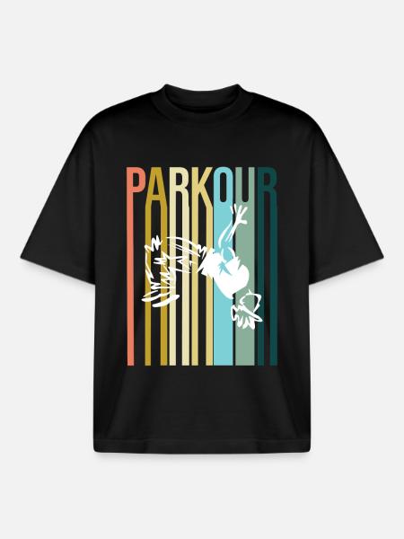Parkour Rétro - T-shirt unisexe boxy épais biologique Stanley/Stella - noir