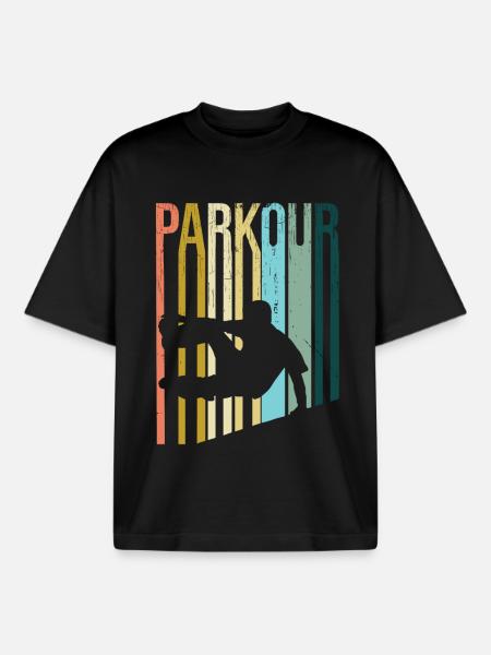Parkour Rétro - T-shirt unisexe boxy épais biologique Stanley/Stella - noir