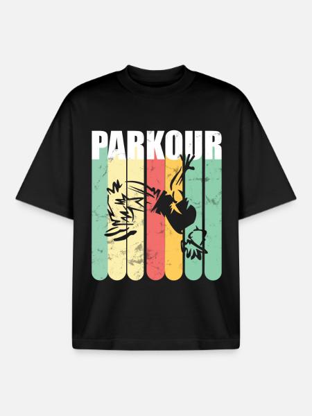 Parkour Retro - Boxy Heavyweight Unisex Organic T-Shirt by Stanley/Stella - black