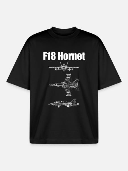 F18 Hornet Aircraft - Boxy Heavyweight Unisex Organic T-Shirt by Stanley/Stella - black
