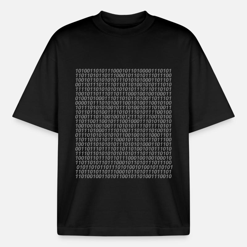 Binary code logo - Boxy Heavyweight Unisex Organic T-Shirt by Stanley/Stella - black
