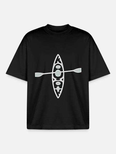 Kayak paddle canoe gift - Boxy Heavyweight Unisex Organic T-Shirt by Stanley/Stella - black