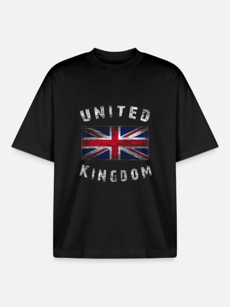 Union Jack - Royaume-Uni - T-shirt unisexe boxy épais biologique Stanley/Stella - noir