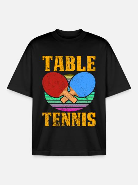 Table Tennis Lover Graphic - Boxy Heavyweight Unisex Organic T-Shirt by Stanley/Stella - black
