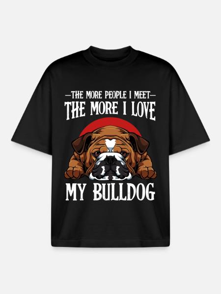 Bulldog Love: More People, More Love - Boxy Heavyweight Unisex Organic T-Shirt by Stanley/Stella - black