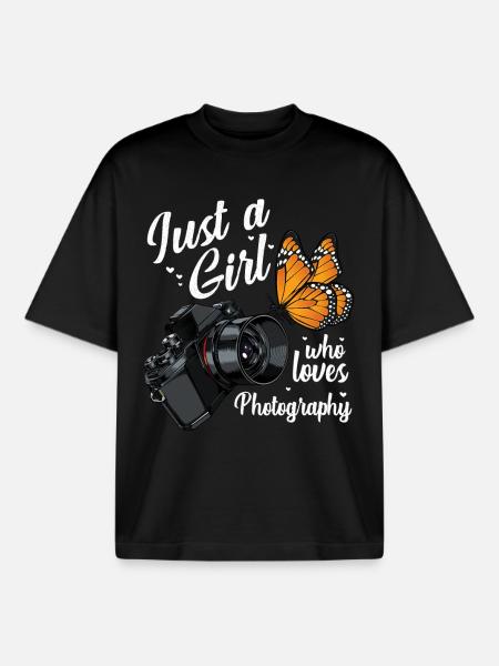 Only one girl loves photography - Boxy Heavyweight Unisex Organic T-Shirt by Stanley/Stella - black
