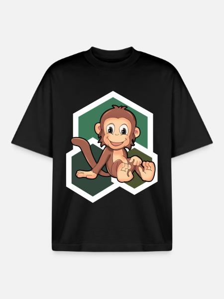 Cute Monkey - Boxy Heavyweight Unisex Organic T-Shirt by Stanley/Stella - black