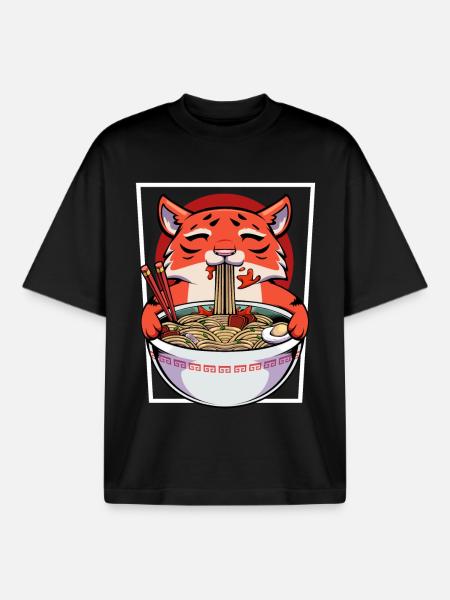 Kawaii Panda Ramen Bowl - Boxy Heavyweight Unisex Organic T-Shirt von Stanley/Stella - Schwarz
