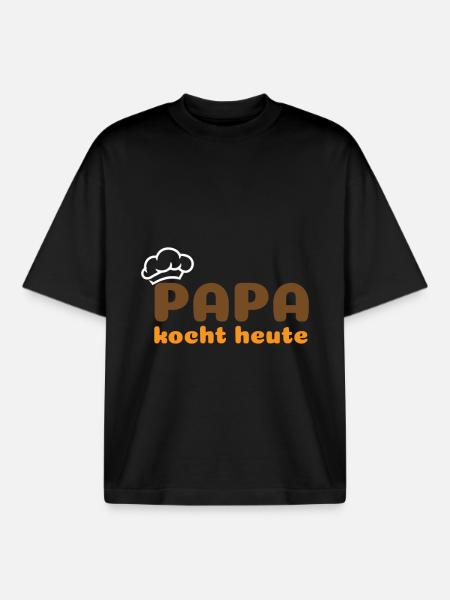Papa kocht heute - Boxy Heavyweight Unisex Organic T-Shirt von Stanley/Stella - Schwarz