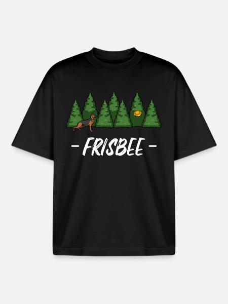 Forest Dog Frisbee in the Green - Boxy Heavyweight Unisex Organic T-Shirt by Stanley/Stella - black
