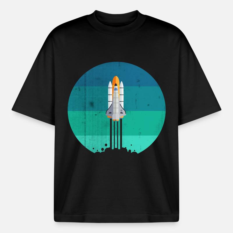 Space rocket rocket launch - Heavyweight Boxy Unisex T-Shirt by Stanley/Stella - black
