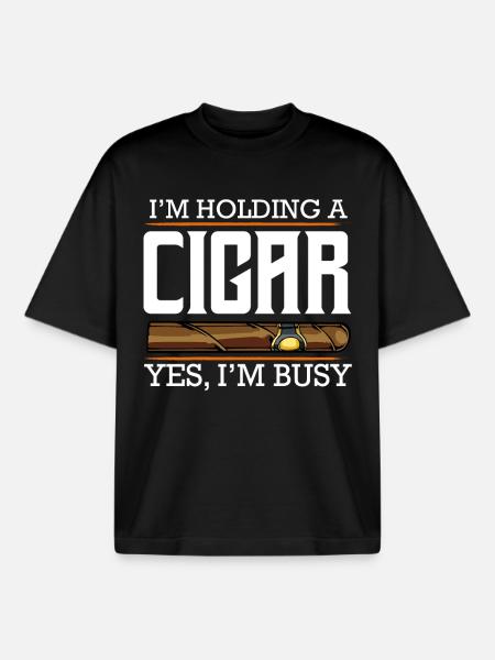 Je tiens un cigare – occupé - T-shirt unisexe boxy épais biologique Stanley/Stella - noir