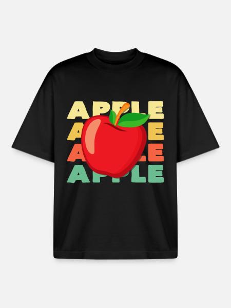 Pop Art Apple Illustration - Boxy Heavyweight Unisex Organic T-Shirt by Stanley/Stella - black