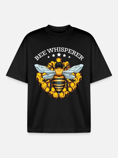 Bee Whisperer with Honeycombs - Boxy Heavyweight Unisex Organic T-Shirt by Stanley/Stella - black