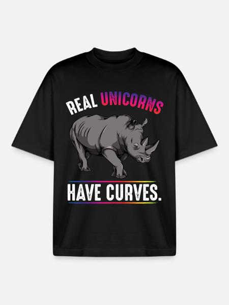Real Unicorns Have Curves - Boxy Heavyweight Unisex Organic T-Shirt von Stanley/Stella - Schwarz