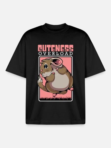 Cute Mouse Abundance Chinchilla - Boxy Heavyweight Unisex Organic T-Shirt by Stanley/Stella - black