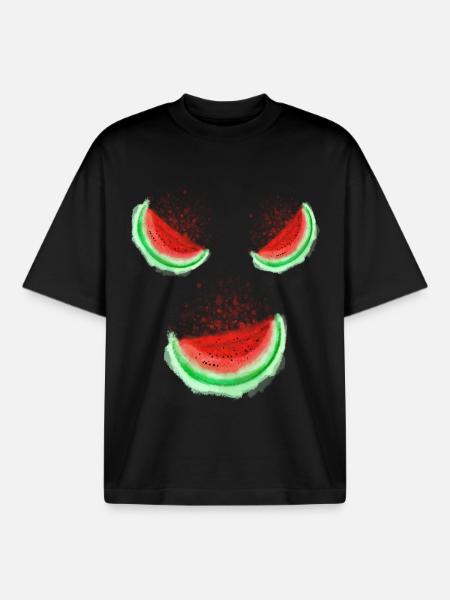Melon smile - Boxy Heavyweight Unisex Organic T-Shirt by Stanley/Stella - black