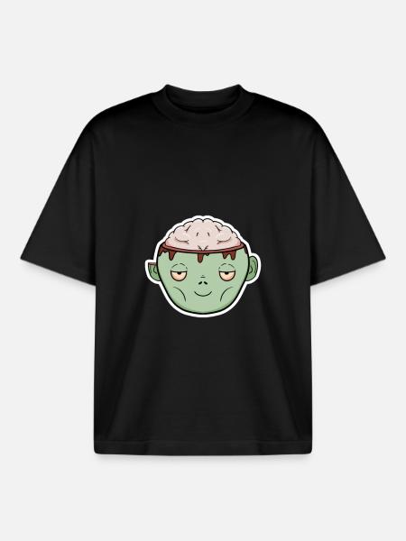 Zombie Brain in a Mug - Boxy Heavyweight Unisex Organic T-Shirt by Stanley/Stella - black