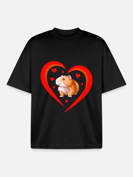 Herz mit süßem Hamster - Boxy Heavyweight Unisex Organic T-Shirt von Stanley/Stella - Schwarz