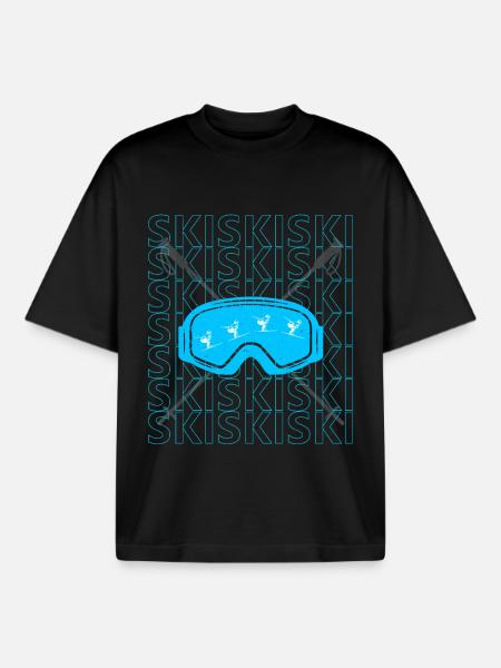 Ski ski goggles skiing - Boxy Heavyweight Unisex Organic T-Shirt by Stanley/Stella - black
