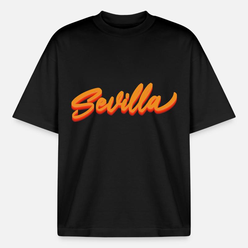 Sevilla Gradient Script Logo - Boxy Heavyweight Unisex Organic T-Shirt by Stanley/Stella - black