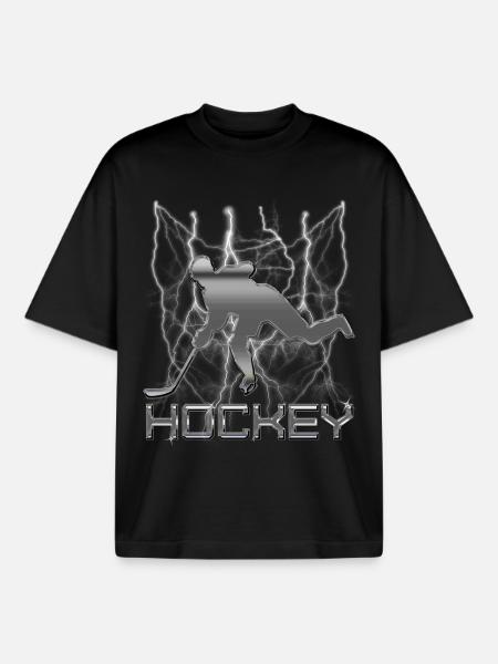 Hockey sur glace - T-shirt unisexe boxy épais biologique Stanley/Stella - noir