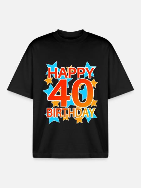 40 Years Birthday Gift Idea - Boxy Heavyweight Unisex Organic T-Shirt by Stanley/Stella - black