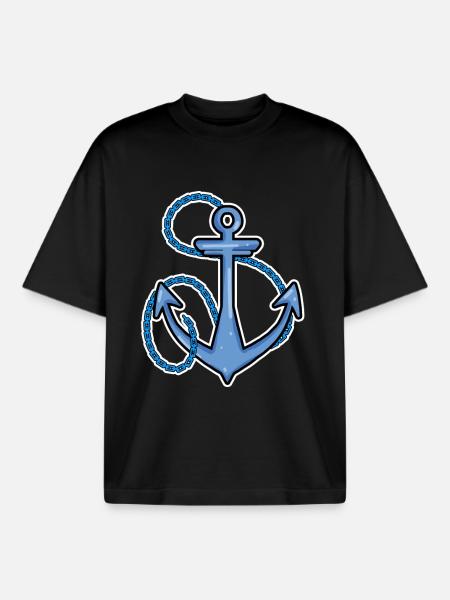 Anchor Symbol - Boxy Heavyweight Unisex Organic T-Shirt by Stanley/Stella - black