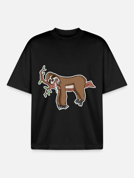 Faultier lustig - Boxy Heavyweight Unisex Organic T-Shirt von Stanley/Stella - Schwarz