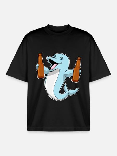 Delfin Flasche Bier - Boxy Heavyweight Unisex Organic T-Shirt von Stanley/Stella - Schwarz