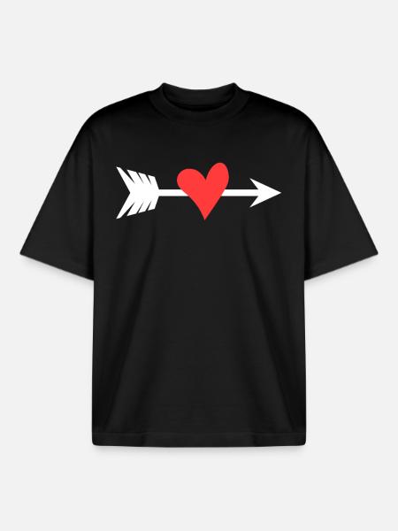Flèche du cœur - T-shirt unisexe boxy épais biologique Stanley/Stella - noir