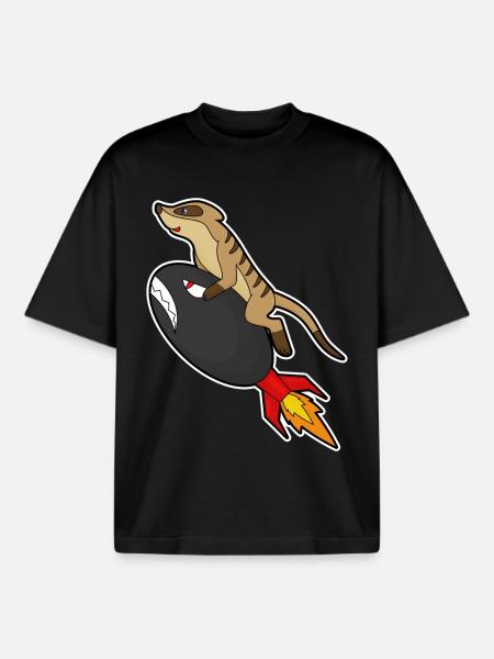 Erdmännchen Rakete - Boxy Heavyweight Unisex Organic T-Shirt von Stanley/Stella - Schwarz