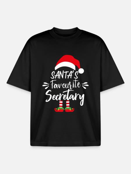 Santa's Favourite Secretary - Boxy Heavyweight Unisex Organic T-Shirt by Stanley/Stella - black