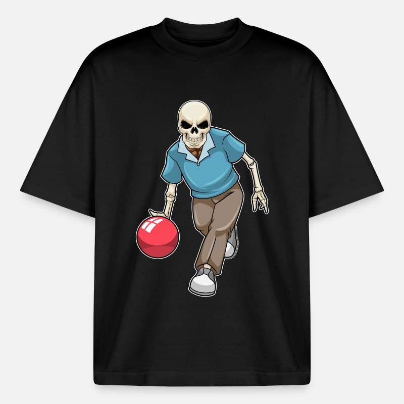 Boule de bowling squelette - T-shirt unisexe boxy épais biologique Stanley/Stella - noir