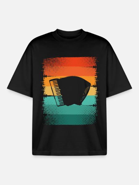 Accordéon - T-shirt unisexe boxy épais biologique Stanley/Stella - noir