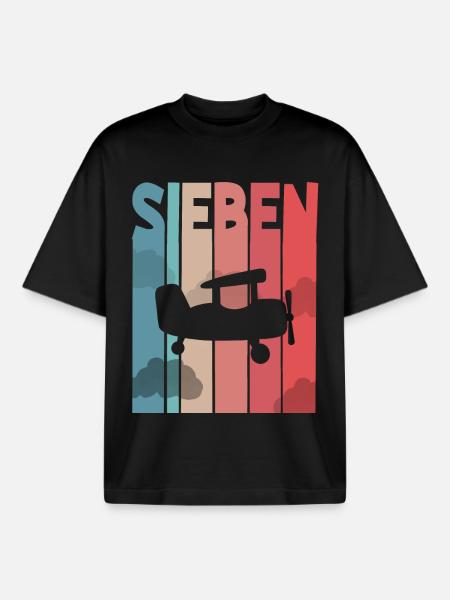 Flugzeug Kinder 7 Jahre - Boxy Heavyweight Unisex Organic T-Shirt von Stanley/Stella - Schwarz