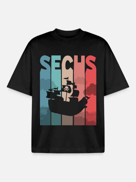 Piratenschiff 6 Jahre Kinder - Boxy Heavyweight Unisex Organic T-Shirt von Stanley/Stella - Schwarz