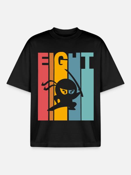 Ninja 8th Birthday Kids - Boxy Heavyweight Unisex Organic T-Shirt by Stanley/Stella - black