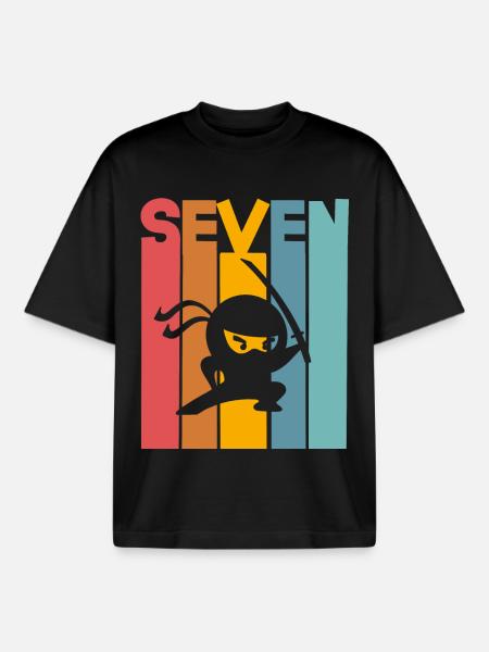 Ninja 7th Birthday Kids - Boxy Heavyweight Unisex Organic T-Shirt by Stanley/Stella - black