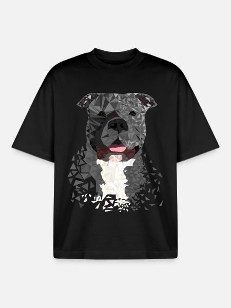 American Bully XL Polygon artistically designed - Boxy Heavyweight Unisex Organic T-Shirt by Stanley/Stella - black