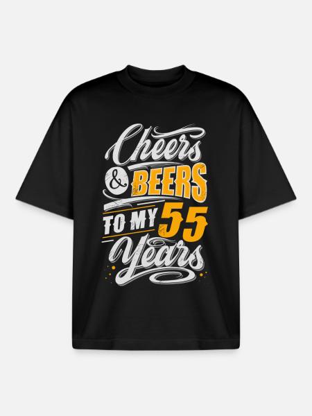 55e anniversaire 55 ans de bière - T-shirt unisexe boxy épais biologique Stanley/Stella - noir