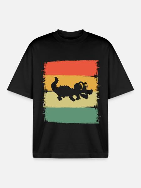 Aligator Crocodile - T-shirt unisexe boxy épais biologique Stanley/Stella - noir