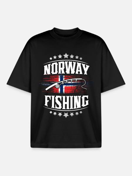 Norwegen Angeln Angler Fischen - Boxy Heavyweight Unisex Organic T-Shirt von Stanley/Stella - Schwarz