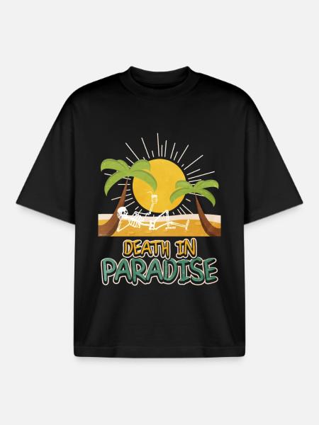 Death in Paradise – Skeleton Holiday Vibes - Boxy Heavyweight Unisex Organic T-Shirt by Stanley/Stella - black